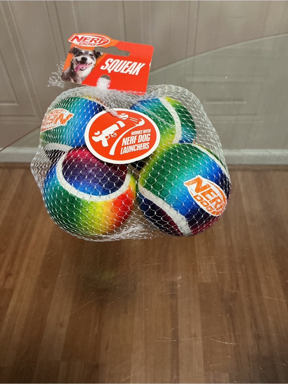 Nerf Dog Squeak Tennis  2.5" Ball Tie Dye (Set of 4 Launcher Balls) M